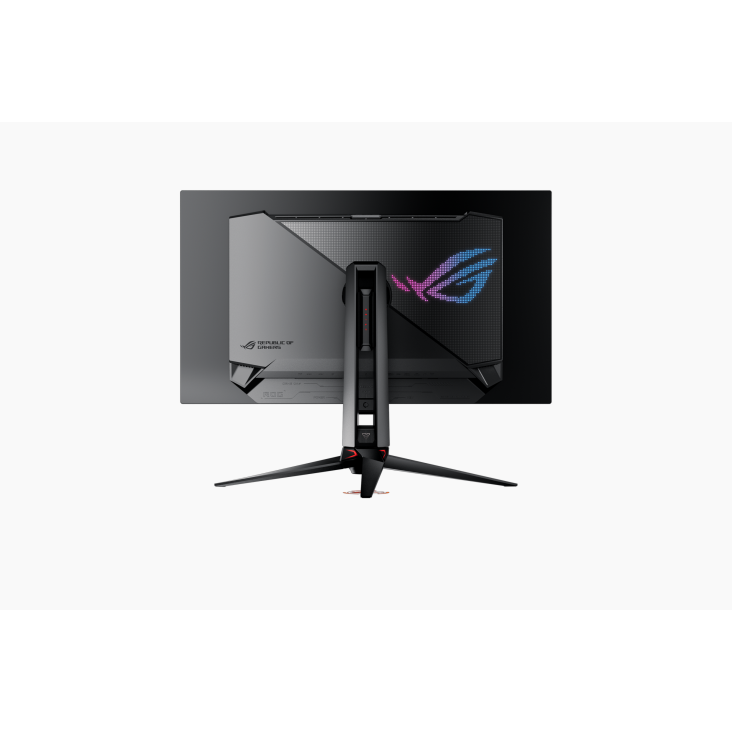 ASUS ROG Swift OLED PG32UCDM rear view with Aura Sync RGB lighting - Nova Store Computer Village