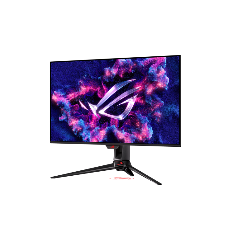 ASUS ROG Swift OLED PG32UCDM 4K 240Hz OLED monitor angled front left view - Nova Store Ikeja